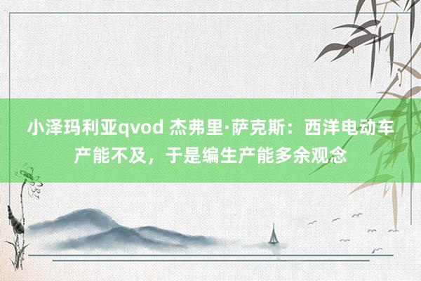 小泽玛利亚qvod 杰弗里·萨克斯：西洋电动车产能不及，于是编生产能多余观念