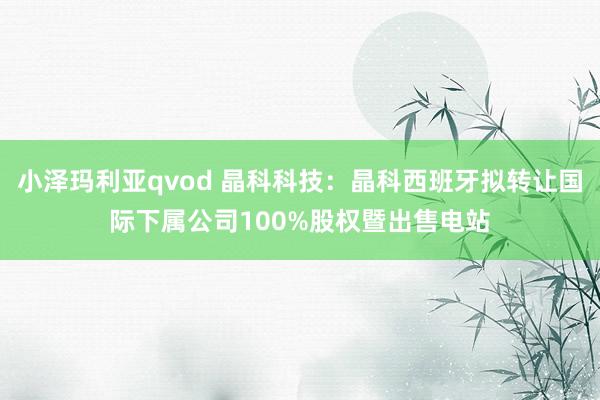 小泽玛利亚qvod 晶科科技：晶科西班牙拟转让国际下属公司100%股权暨出售电站