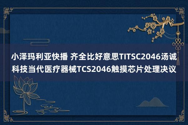 小泽玛利亚快播 齐全比好意思TITSC2046汤诚科技当代医疗器械TCS2046触摸芯片处理决议