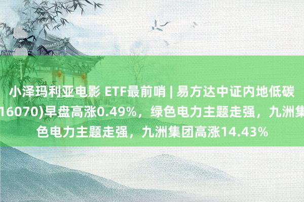 小泽玛利亚电影 ETF最前哨 | 易方达中证内地低碳经济主题ETF(516070)早盘高涨0.49%，绿色电力主题走强，九洲集团高涨14.43%