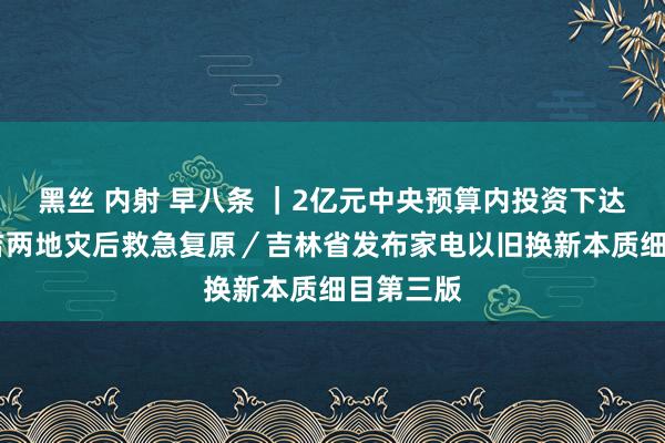 黑丝 内射 早八条 ｜2亿元中央预算内投资下达 支撑辽吉两地灾后救急复原／吉林省发布家电以旧换新本质细目第三版