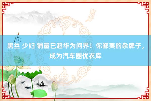 黑丝 少妇 销量已超华为问界！你鄙夷的杂牌子，成为汽车圈优衣库