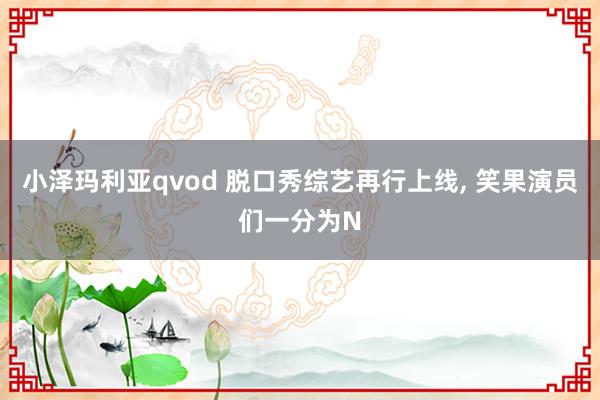 小泽玛利亚qvod 脱口秀综艺再行上线， 笑果演员们一分为N