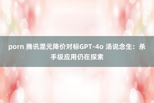 porn 腾讯混元降价对标GPT-4o 汤说念生：杀手级应用仍在探索