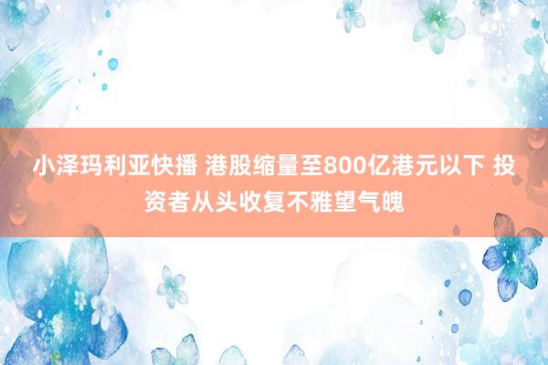 小泽玛利亚快播 港股缩量至800亿港元以下 投资者从头收复不雅望气魄