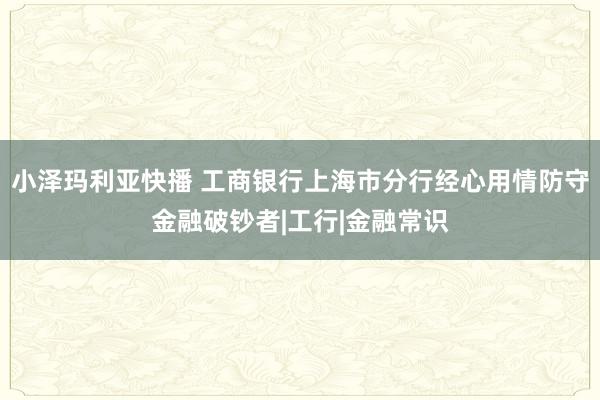 小泽玛利亚快播 工商银行上海市分行经心用情防守金融破钞者|工行|金融常识